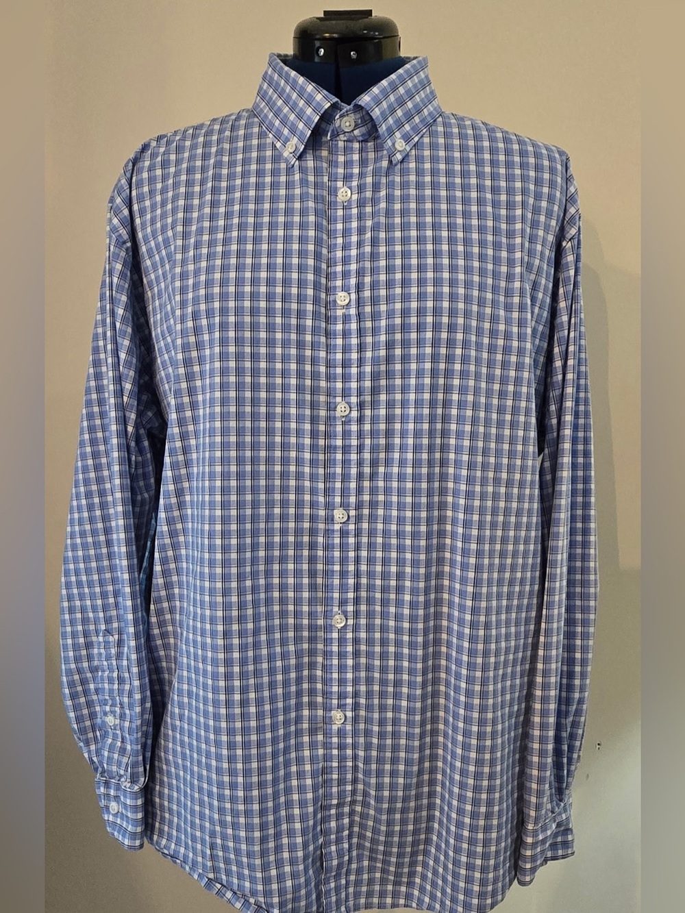 Izod Blue and White Plaid Button-Down Shirt SIZE 2XL